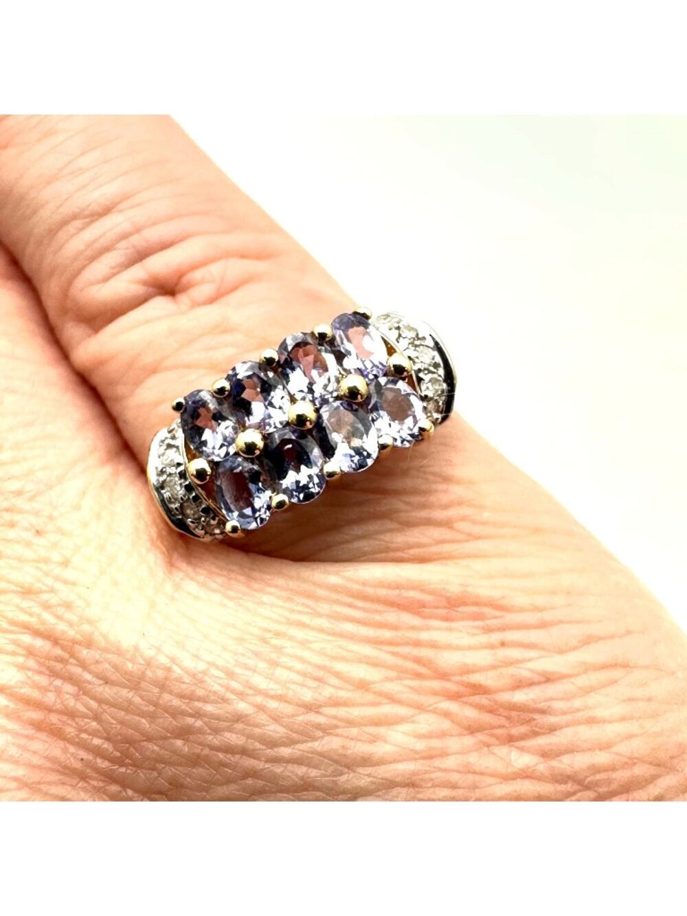 Womens Ring 14K Gold Tanzanite Diamond 3.2 Grams Size 8 Estate Jewelry